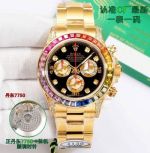 Clean Factory Rolex Daytona 7750 Black Face Watch  